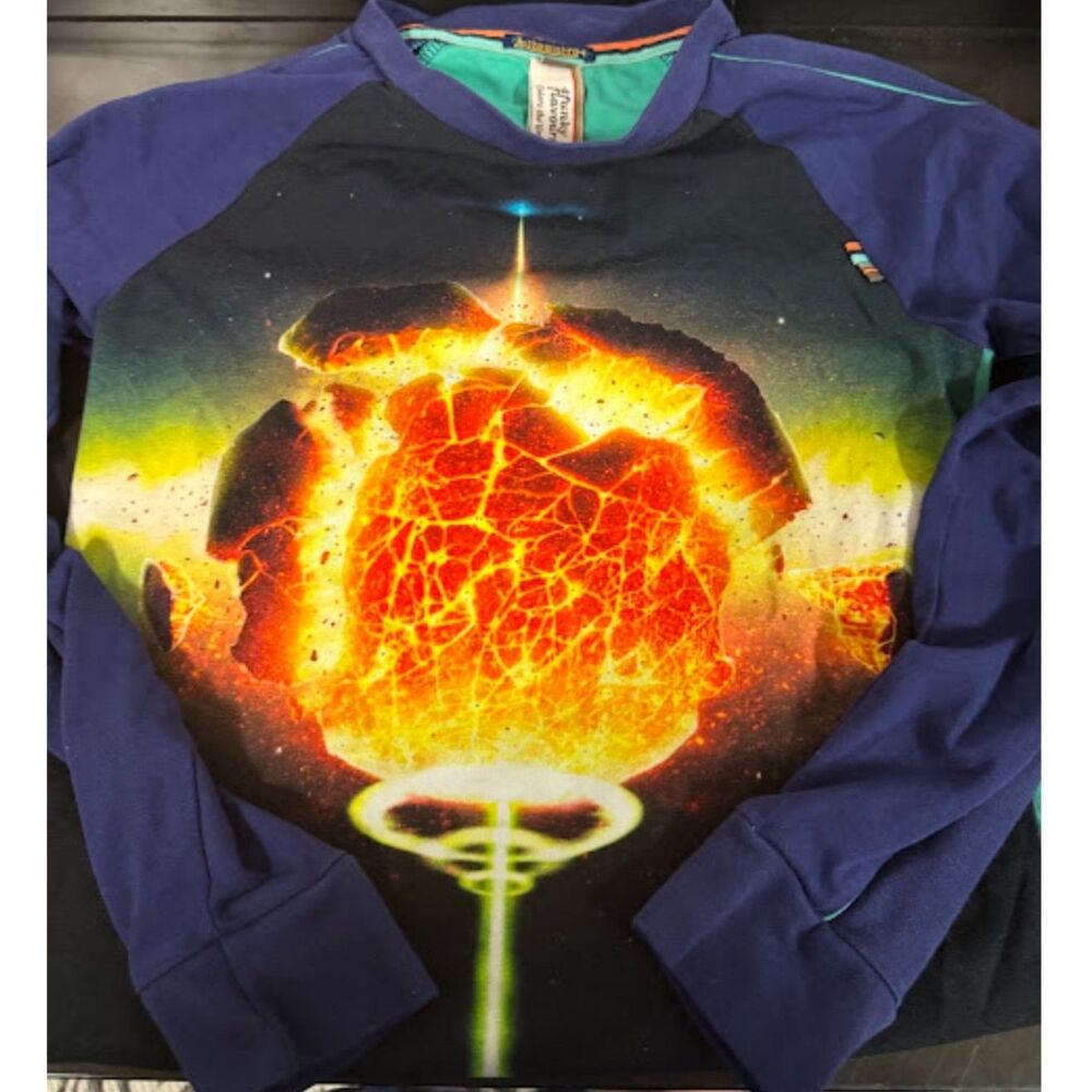 4funkyflavors Kids Long Sleeve T Shirt Size 14 Space Maximalist Colorful Bright